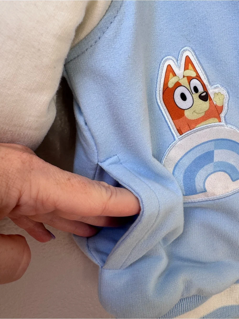 Bluey Toddler Varsity Jacket 4T Quilted Snap Front Blue & White Cartoon Coat